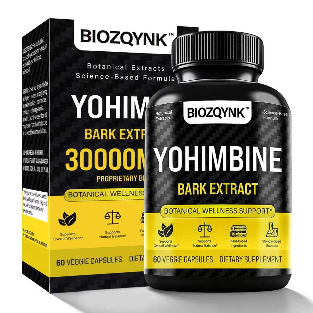 Fórmula de Vitalidade Botânica – Extrato de Yohimbe + Muira Puama + Maca Root + Pimenta preta e zinco – Mistura baseada em plantas para o bem-estar diário – 60 Cápsulas Vegan