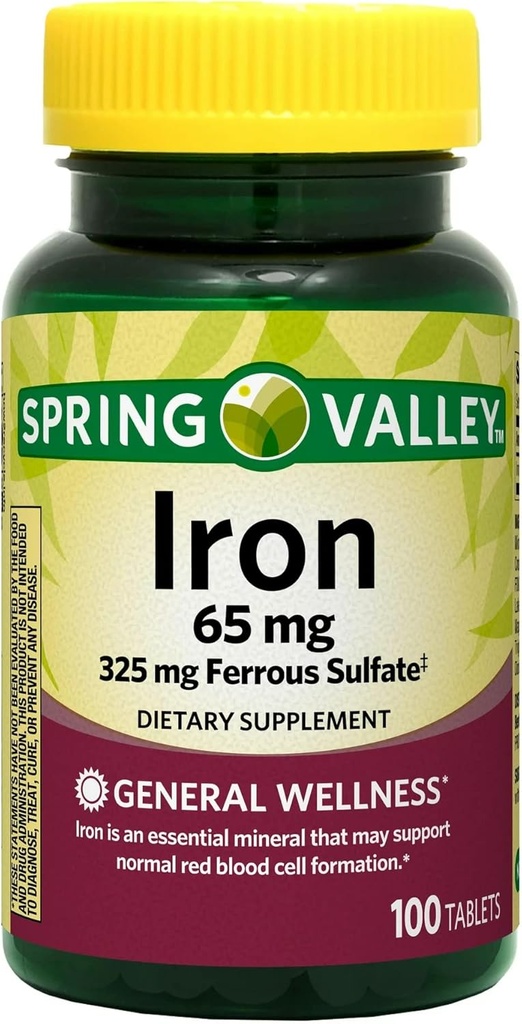 Spring Valley - Ferro 65 mg, 100 comprimidos