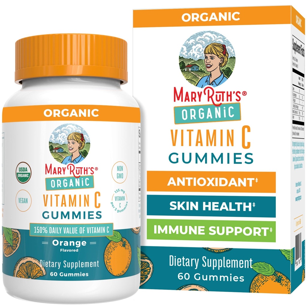 MaryRuth Orgânicos Adulto Vitamina C Gummies - USDA Orgânicos - Vegan Mastigable Vitamina C Gummies para Idades 14+ - Para o suporte imunológico e bem-estar geral - Vegan - Não-GMO - Orange Flavor