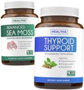 Pacote de suporte da tireóide & Sea Moss - Sea Moss Pacote de cuidados da tireóide - Apoio da tireóide com Iodine (120 Caps) & Irish Sea Moss Cápsulas - Suplemento Vegan cru com BioPerine (Não-GMO & Orgânico)