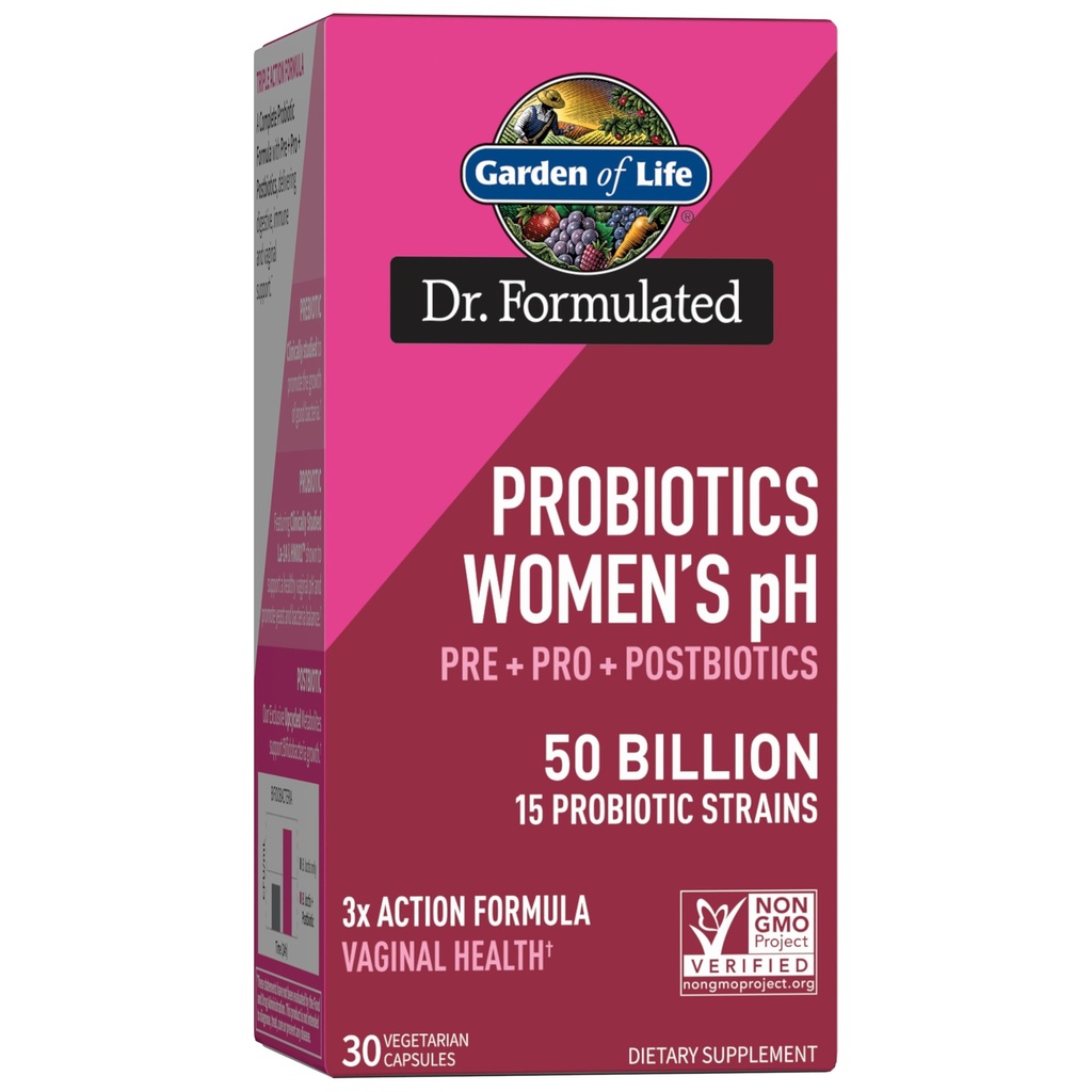 Jardim da Vida Dr Formulado Mulheres pH Probióticos 50 Bilhões UFC, Pré + Pro + Pósbióticos - Digestivo, Imune e Suporte Vaginal, Batata, Acácia, Metabolitos Pós-bióticos, Alimentação de 30 dias