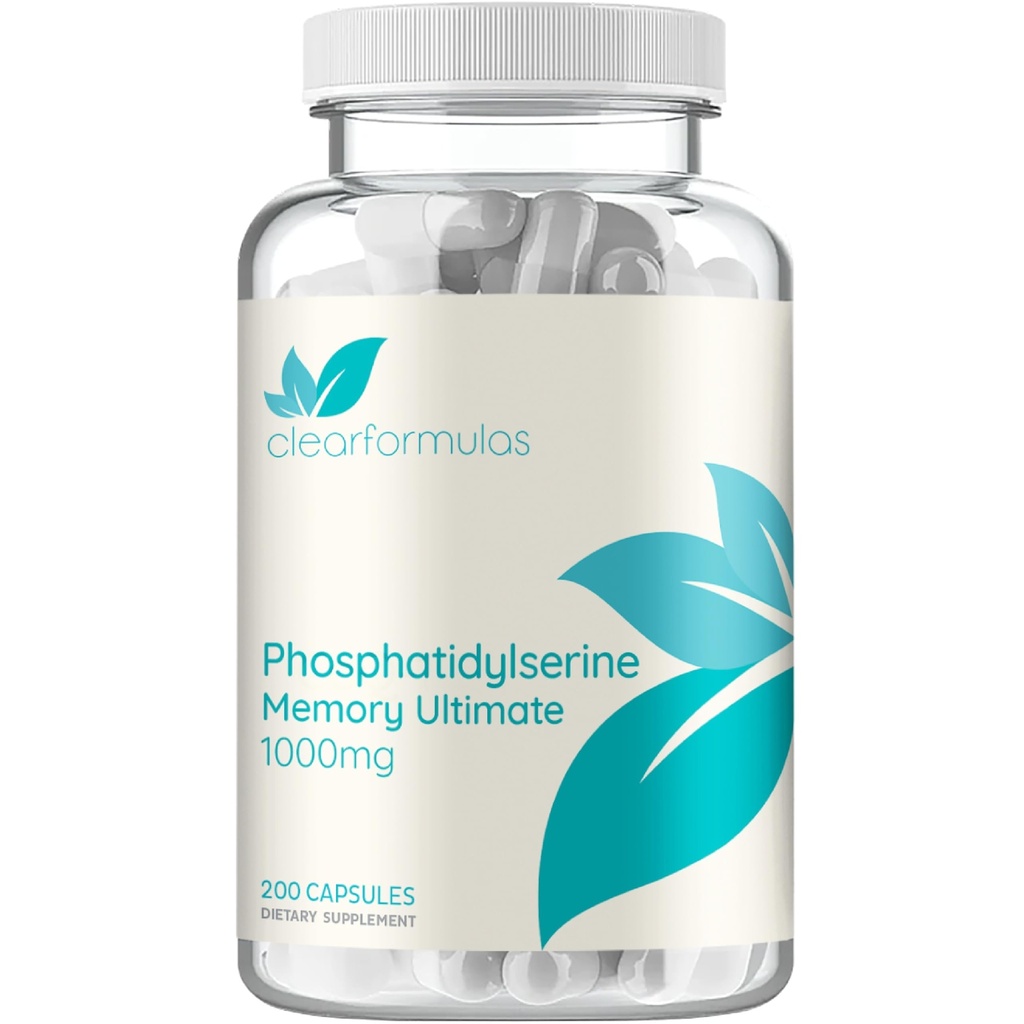 Phosphatidylserina Nootropics Suplemento de suporte cerebral - Suplemento de memória avançada para suporte de função cerebral com DMAE Gotu Kola e Ginkgo Biloba - Não-GMO Vegan & Made in the US (60+ Servings)