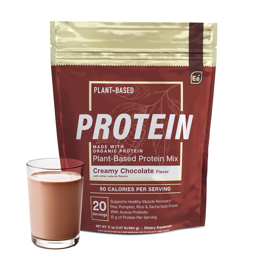 Elementos essenciais ervilha proteína em pó - Chocolate cremoso - Low-carb planta-based Vegan mistura - Keto-friendly e sem glúten - 20 Servings, 17 oz