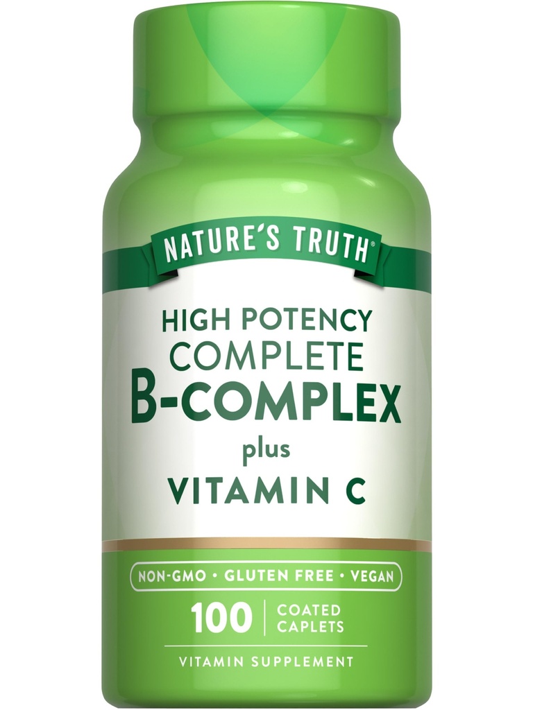 Nature's Truth Vitamina B Complex Plus Vitamina C (100 Caplets) Vegan, Non-GMO & Gluten Free Supplement