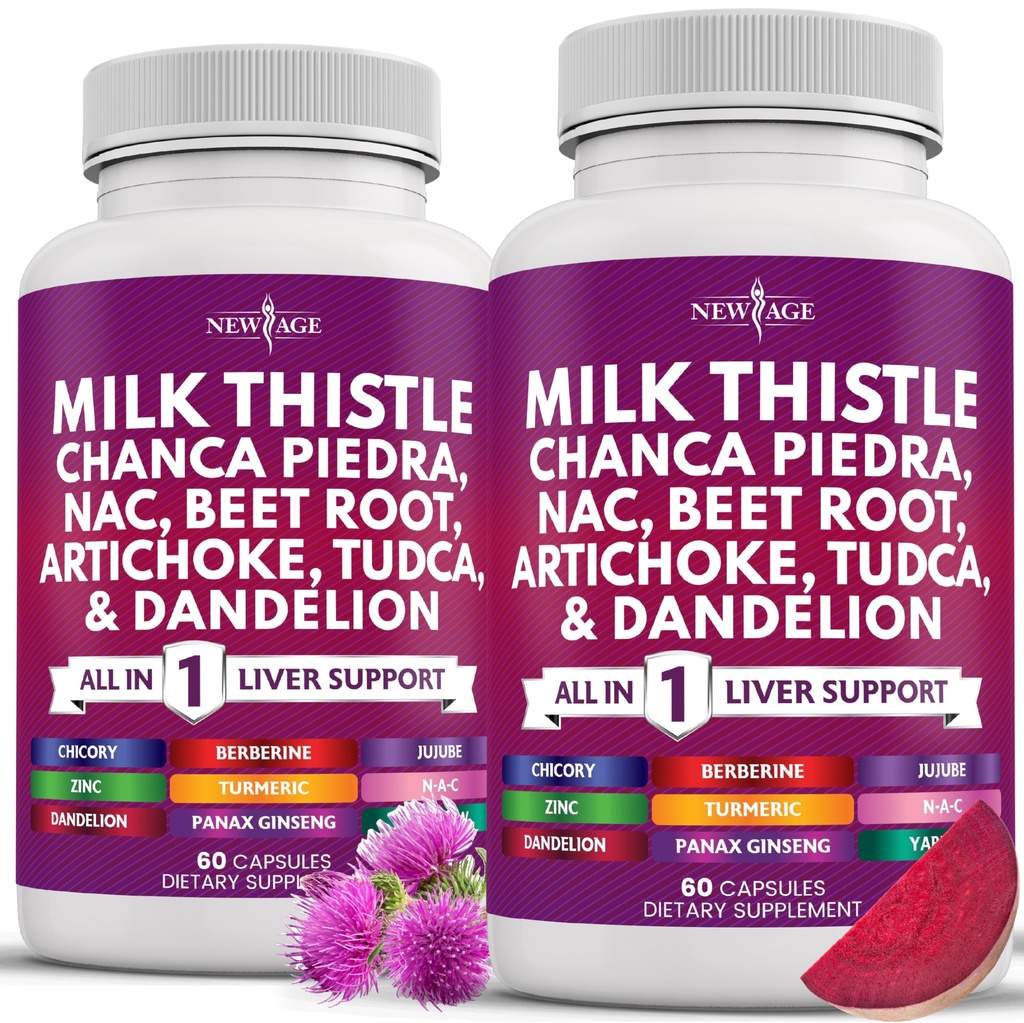 NOVA IDADE Cardo de Leite NAC Chanca Piedra Beterraba Raiz Alcachofra Dandelion Raiz Astragalus - Plus TUDCA & Ginger - 120 Conde