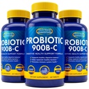Nutrition Essentials Probióticos para Mulheres e Homens com Enzima de Lactase Natural & Fibra Prebiótica para Saúde Digestiva - 80% + Suplemento Mais Forte para Apoio à Saúde Gut - 3 Contagem de 60 Comprimidos