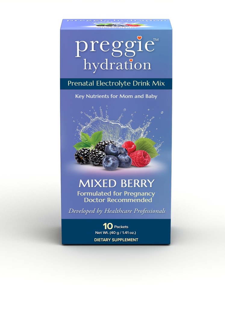 Três Lollies Preggie Pacotes de Hidratação - Natural Hydration & Digestive Health Support for Women Durante a gravidez - Fácil náuseas & substitui nutrientes - Essentials for Morning Sickness - 10 Packets