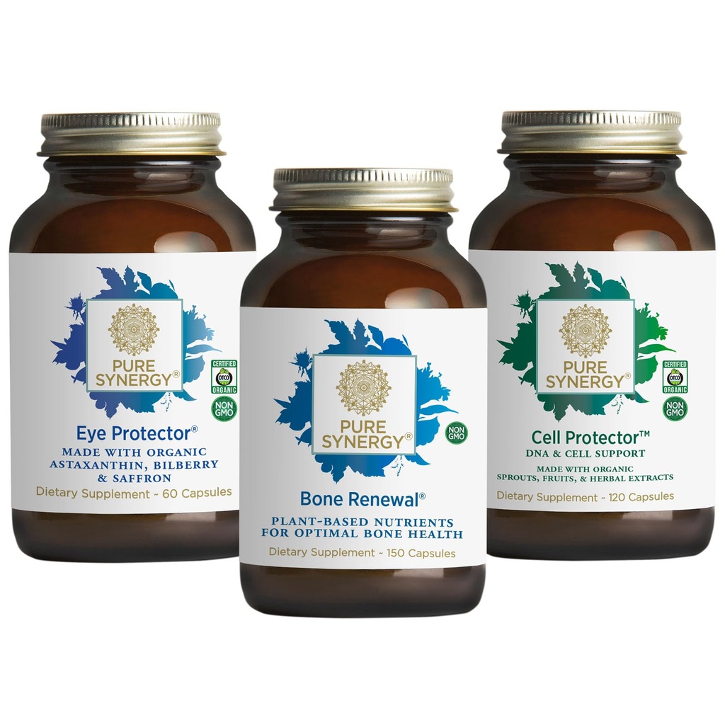 PURE SYNERGY Vibrant Aging Bundle □ para a saúde óssea com cálcio, magnésio e K2 para a saúde ocular com astaxantina