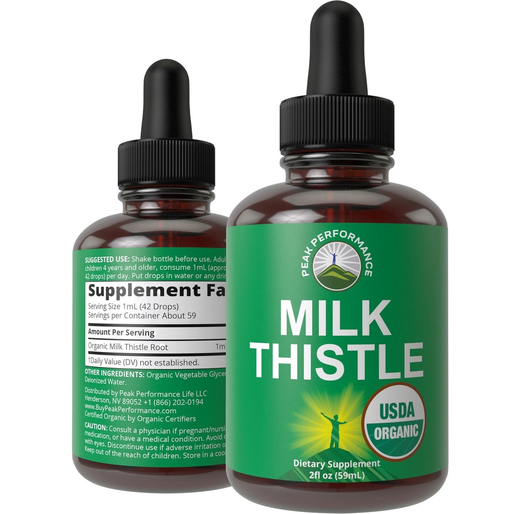 USDA Cardo de Leite Orgânico Extrair Vegan Liquid Drops. Suplemento de ervas de Detox Fígado. Zero açúcar, ótimo para a digestão e uma limpeza. Puro suplemento de tintura de cardo de leite orgânico para mulheres e homens