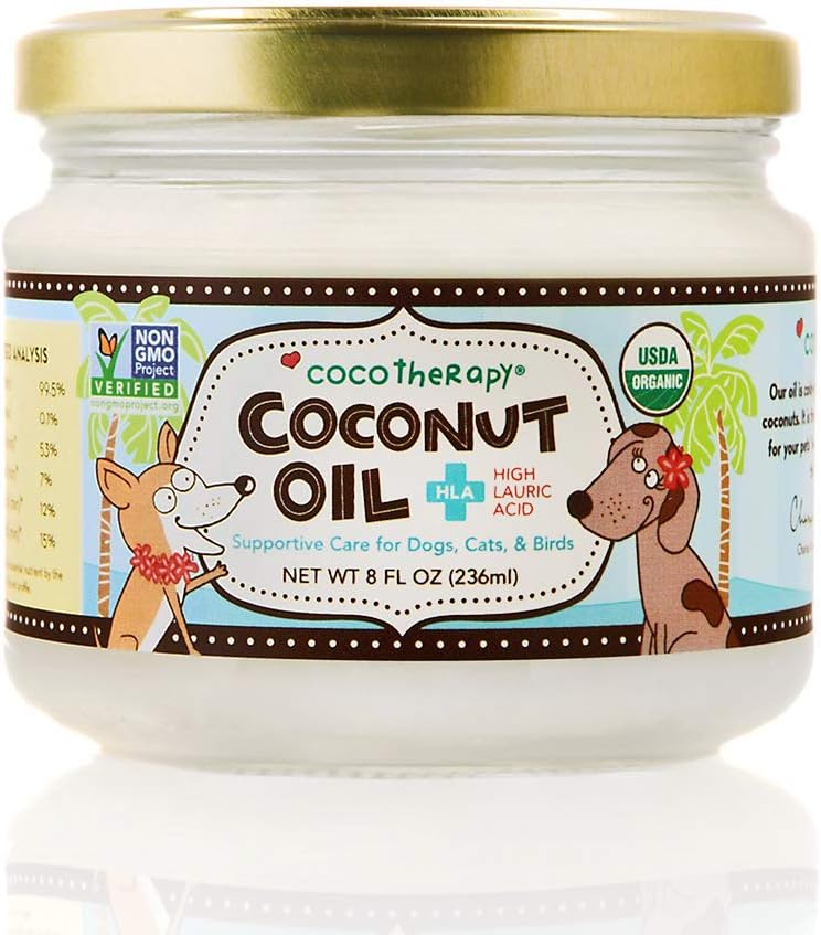 Óleo de coco virgem orgânico de Cocoterapia, 8 onças, Suplemento Natural para Digestão de pele de cão e Imunidade