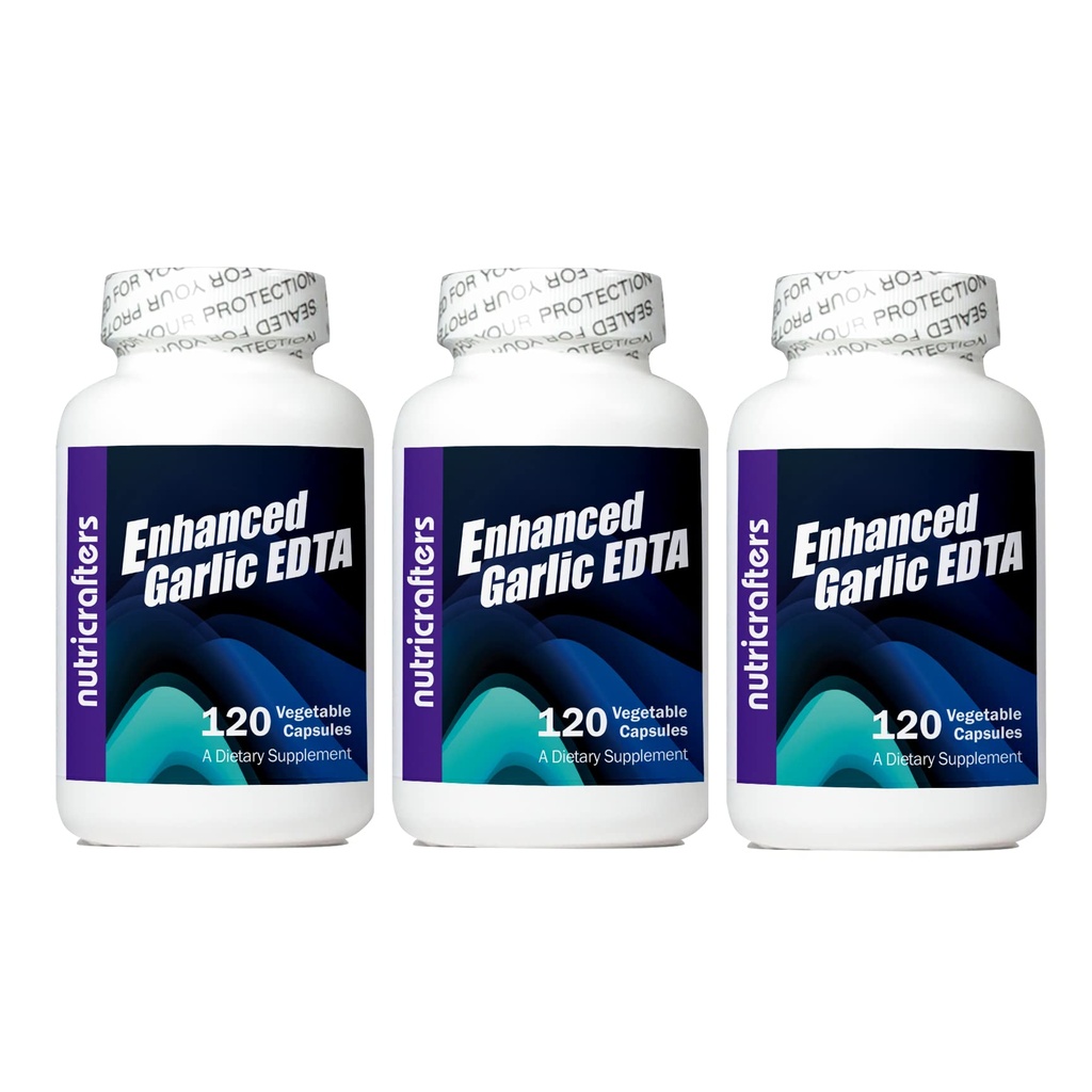 EDTA Alho Aperfeiçoado 120 cápsulas - 3 Embalagem - 1000mg Fórmula EDTA dissódico de cálcio de alta potência - Sem Esterato de magnésio ou alumínio contendo Zeolite - 1.000mg por dia -3 Garrafas de 120 cápsulas