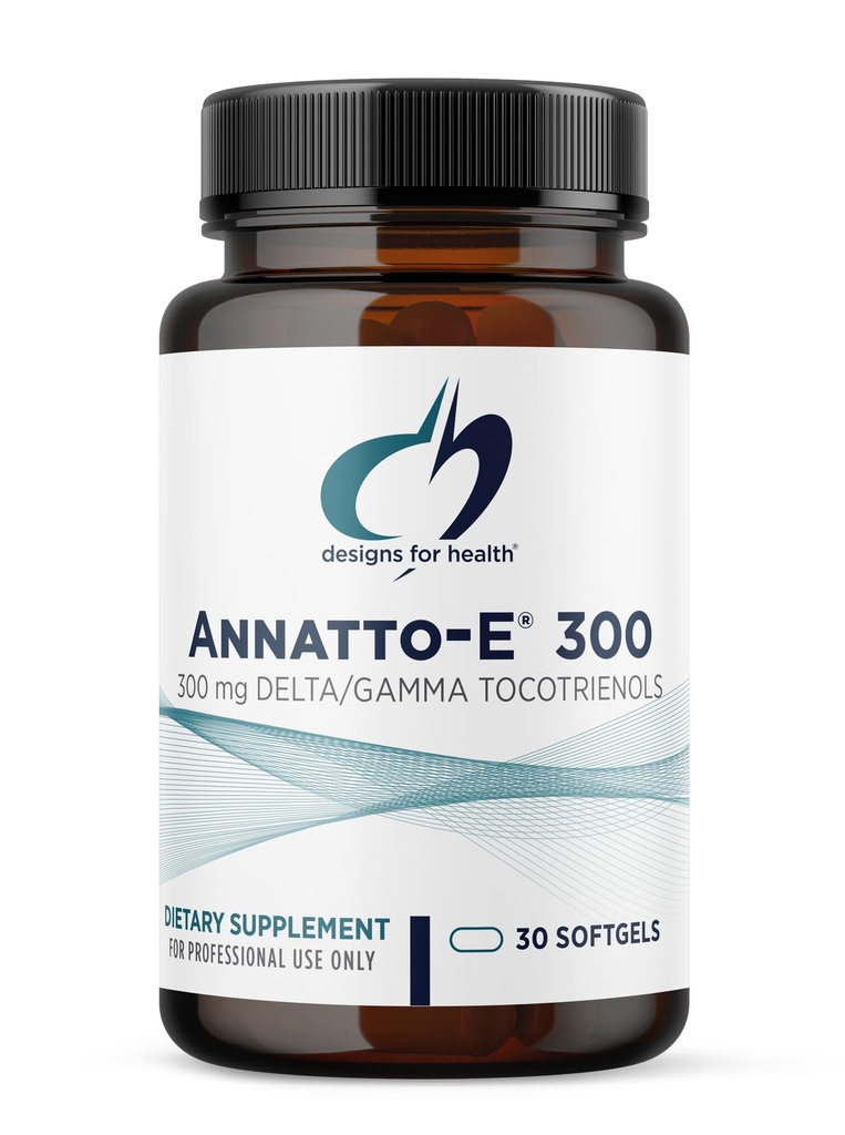 Designs para a saúde Annatto-E 300 mg Tocotrienols - DeltaGold Suplemento Complexo de Vitamina E com Delta + Gamma Tocotrienols - Cardiovascular, Envelhecimento Saudável + Apoio Antioxidante - Não-GMO (30 Softgels)