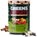 Nutriologia Verdes & Frutas Superalimento de origem natural em pó, Beterraba em pó, Mistura de cogumelos, Probióticos, Enzimas Digestivas, Fibra, Antioxidantes, Suporte Imune, Sem Glúten - Canela de baunilha