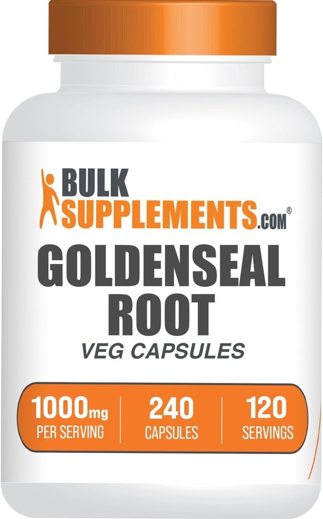 BulkSuplementos.com Goldenseal Root Cápsulas - Suplemento de ervas, Fonte de Golden Seal Root - Vegan & Gluten Grátis, 1 cápsula por serviço, 240 Veg Cápsulas (Pack of 1)