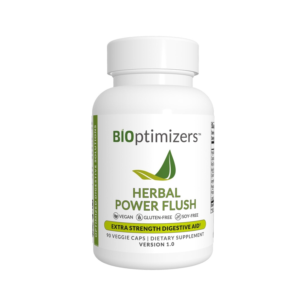 BIOptimizers Herbal Power Flush - Limpeza Digestiva de Força Extra - Eliminar Toxinas Melhorar a Digestão Bowel - Bloating Desconforto alívio para adultos - 90 Cápsulas