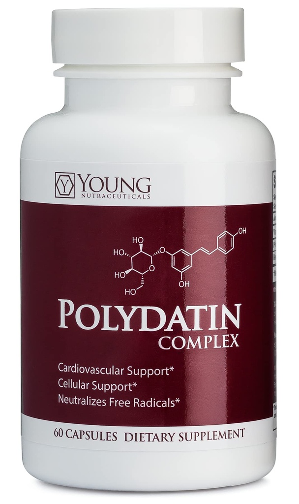 Complexo de polidatina de Mirica YoungNutra com Resveratrol- Alta Absorção - 60 Cápsulas