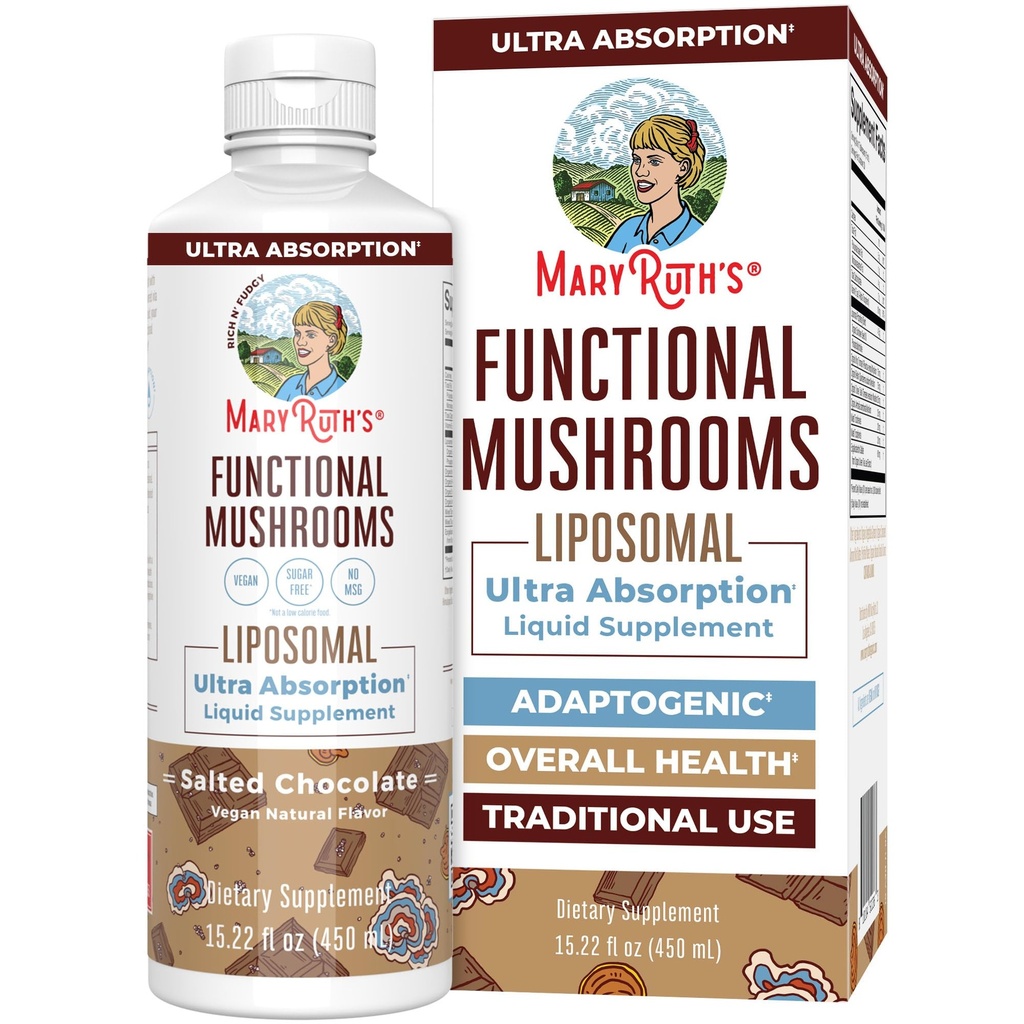 MaryRuth Organics Mushroom, Suplemento de cogumelos, Vitamina líquida de cogumelos, Reishi Mushroom Supplement for Imune Support, Turkey Tail Vitamina for Stress Relief, Vegan, Non-GMO, Gluten Free, 15.22 Fl Oz