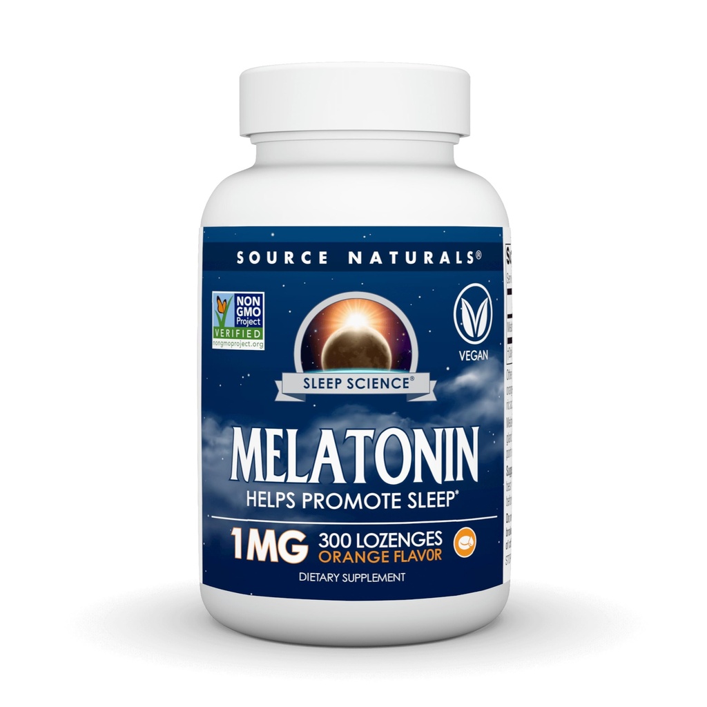 Fonte Naturals Sono Ciência Melatonina, Ajuda a promover o sono * - 1 mg - 300 Lozenges sabor laranja