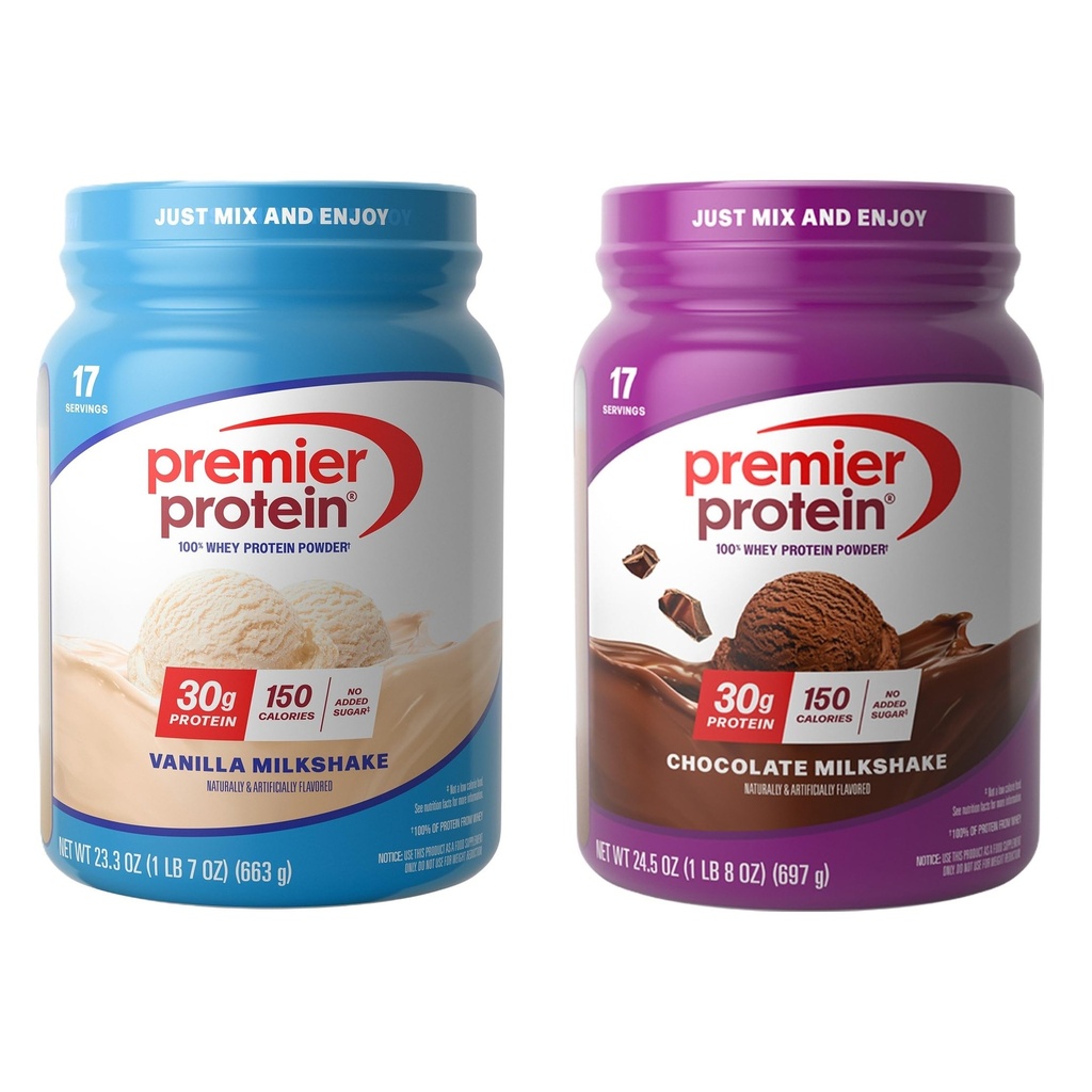Pacote de Premier Protein 100% Whey Powder Tubs, Chocolate Milkshake + Baunilha Milkshake