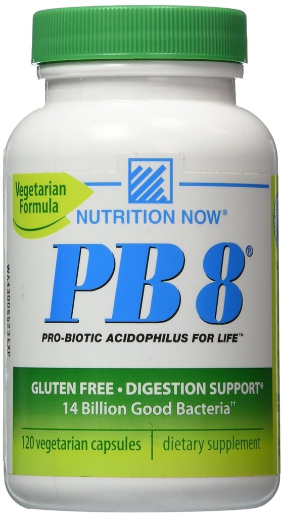 Agora PB 8 Cápsulas Acidofílicas Pró-Bióticas, Vegetarianas, Frascos de 120 Count 60 Servings