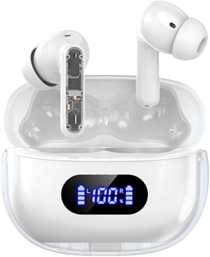 Earbuds sem fio P1 PRO, fones de ouvido Auscultadores Bluetooth sem fio com microfones de chamada clara Ear Buds, Fit confortável, IPX7 impermeável longa vida da bateria, 30H Playtime para treino desportivo