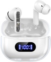 Earbuds sem fio P1 PRO, fones de ouvido Auscultadores Bluetooth sem fio com microfones de chamada clara Ear Buds, Fit confortável, IPX7 impermeável longa vida da bateria, 30H Playtime para treino desportivo