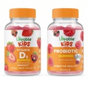 Vidable Probiótico 2 bilhões de UFC Crianças + Vitamina D Crianças, chicletes Bundle - Grande degustação, Suplemento de Vitamina, Sem glúten, GMO livre, chiclete mastigável