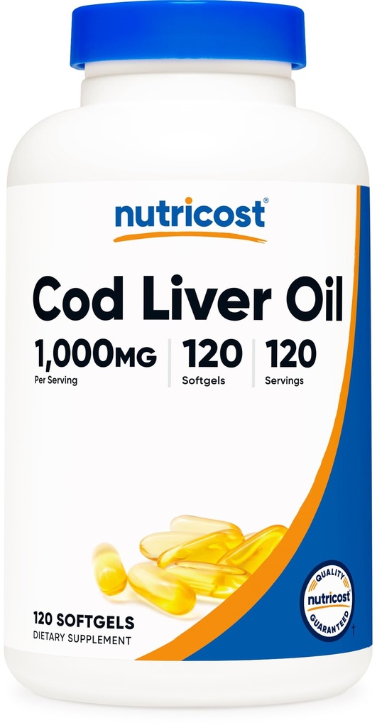 Óleo de fígado de bacalhau de nutricost 1000mg, 120 Softgels - Não-GMO e glúten livre