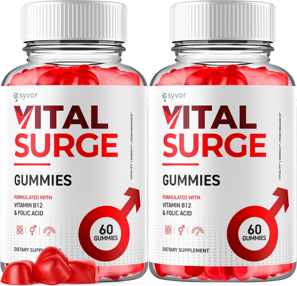 (2 Pack) Vital Surge Gummies, Oficial Vital Surge Força máxima 1000MG Suplemento avançado Gummies, VitalSurge Mens Detox Suplemento, Vitasurge Gomitas Mastiga com ingredientes naturais (120 Gummies)