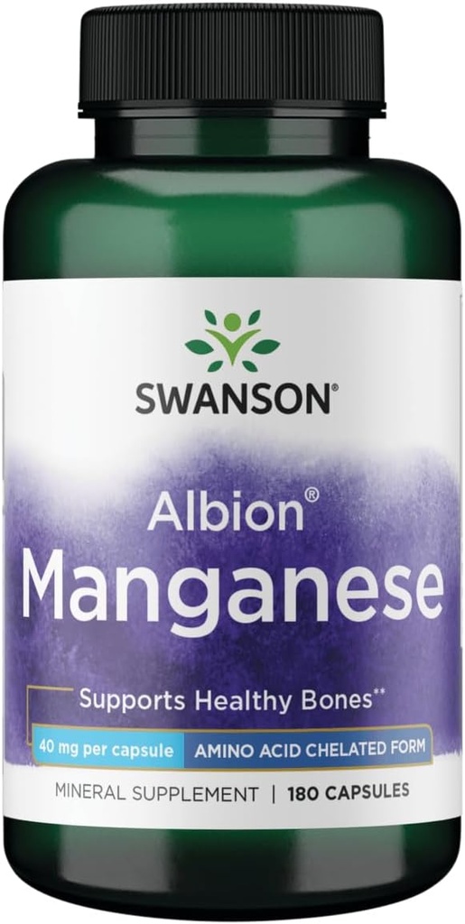 Swanson Albion Glicinato de Manganês Quelado 40 Milligrams 180 Cápsulas