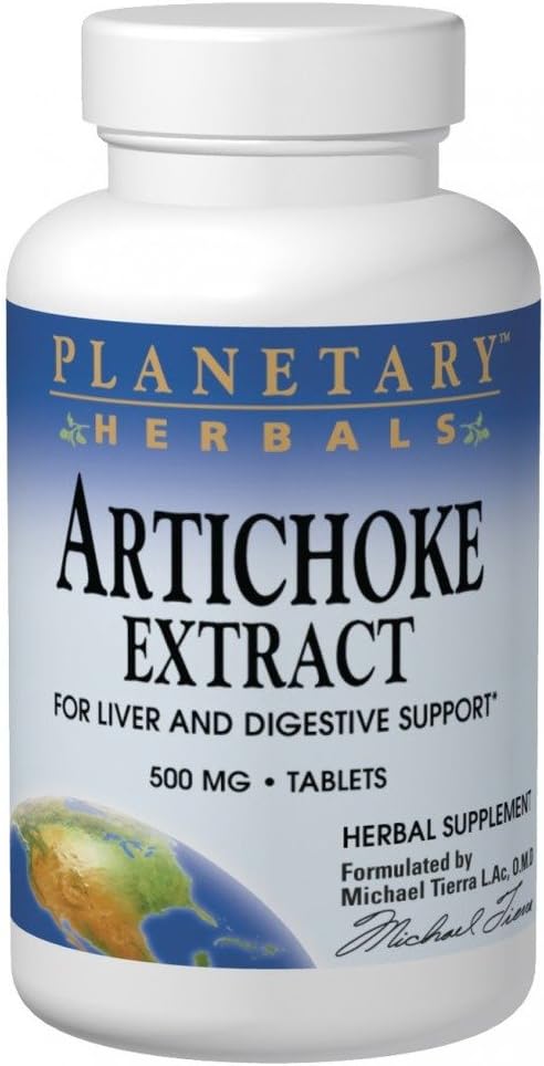 Extrato de alcachofra de ervas planetária 500mg, 120 comprimidos