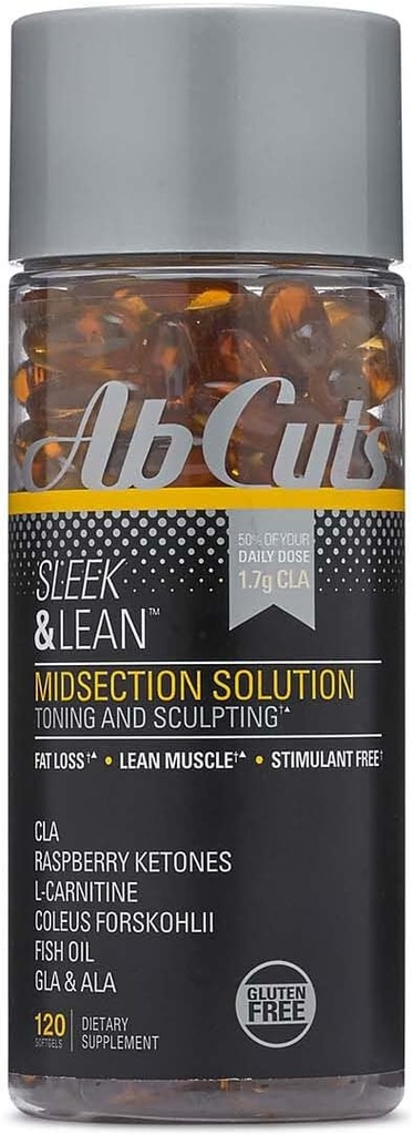 Sleek and Lean - 120 Easy-to-Swallow Softgels - Suplemento CLA, óleo de peixe, óleo de linhaça, L-Carnitina - Ajuda a aumentar a oferta antioxidante