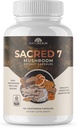 Naturalalm Sacred 7 Organic Mushroom Powder for Coffee - Premium Mushroom Supplement Blend with Lions Mane, Reishi, Chaga - USDA Organic Daily Wellness Blend (120 Count of 1), Sacred 7)