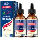 Suporte de fígado TUDCA gotas 1800mg - Suplemento de fígado poderoso com sales Bile, NAC, Schisandra e Dandelion, Detox de fígado e reparo - Absorção rápida, sem açúcar, livre de álcool – 4 Fl.Oz