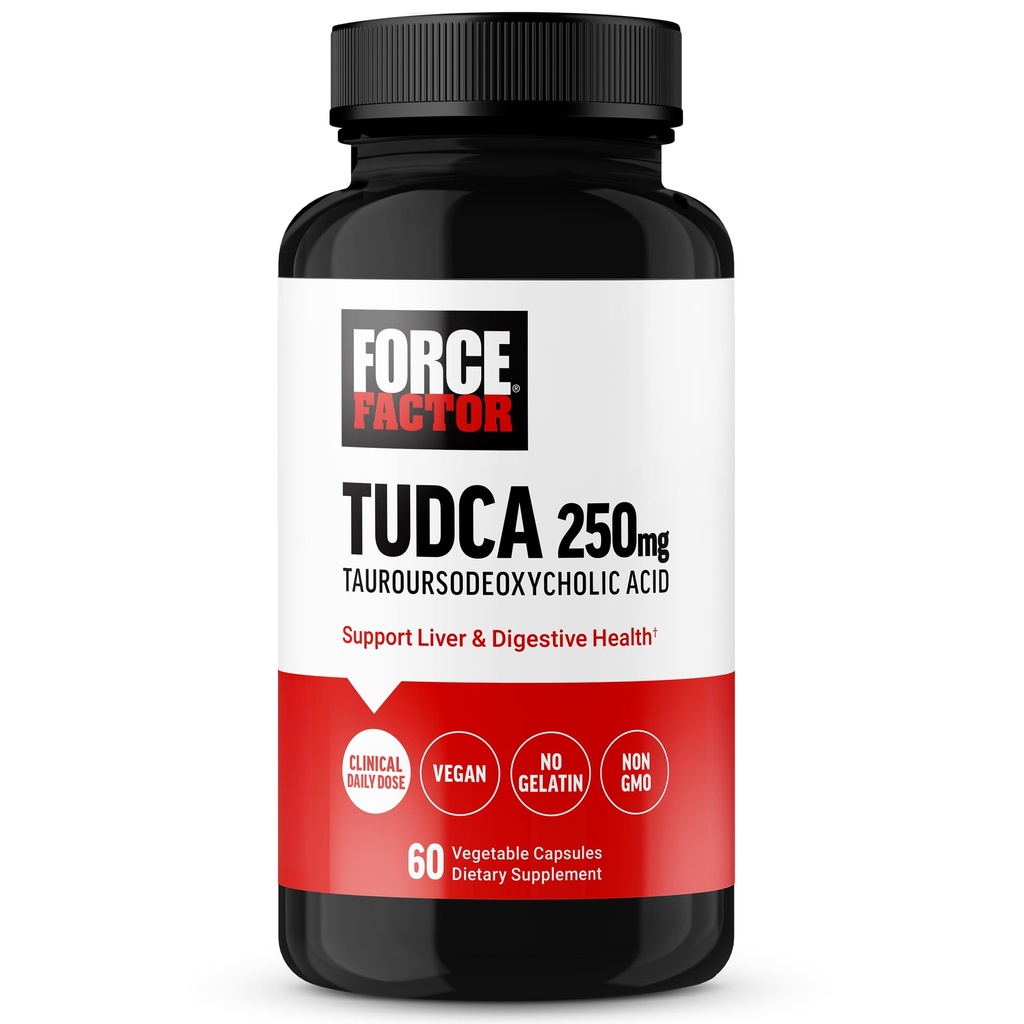 Força Fator TUDCA Suplemento de suporte do fígado, Sal de Bile poderoso para a saúde da vesícula biliar e saúde do fígado, Tauroursodeoxicólica ácido, Dose clínica, Vegan Friendly, Não-GMO, 60 Cápsulas vegetais