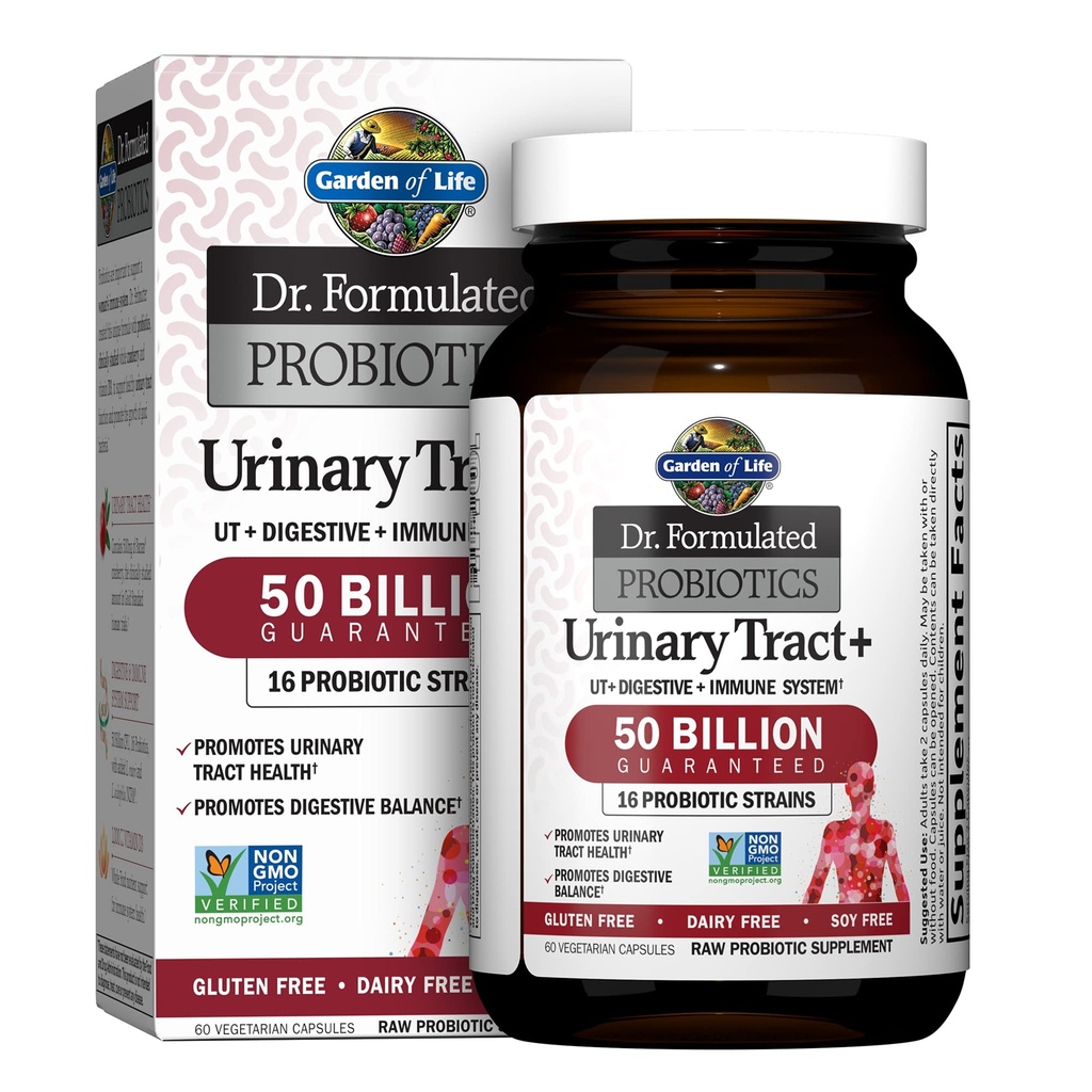 Jardim da Vida Dr. Probióticos Formulados Trato Urinário+ - Acidophilus Probiótico com Pacran Cranberry para Saúde Trato Urinário, Equilíbrio Digestivo - Glúten, Leite e Soja Grátis - 60 Cápsulas Vegetarianas