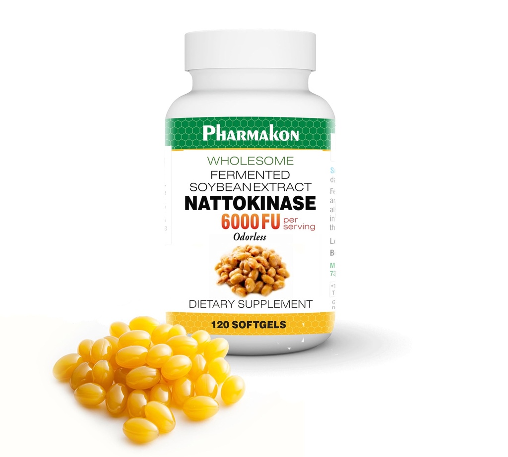 PHARMAKON Natural Nattokinase extrato de soja fermentada orgânica, 6000 UFs por serviço