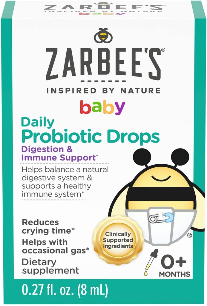 Gotas Probióticas do Bebê de Zarbee, Digestivo diário + suporte imunológico, Recém-nascidos & Up, 0,27 Fl Oz