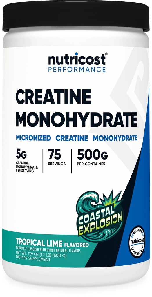 Nutricost Creatina Mono-hidratado em pó (explosão costal, 500 Gram) - Suplemento de Creatina Micronizado - Vegan, GMO-livre, Sem glúten