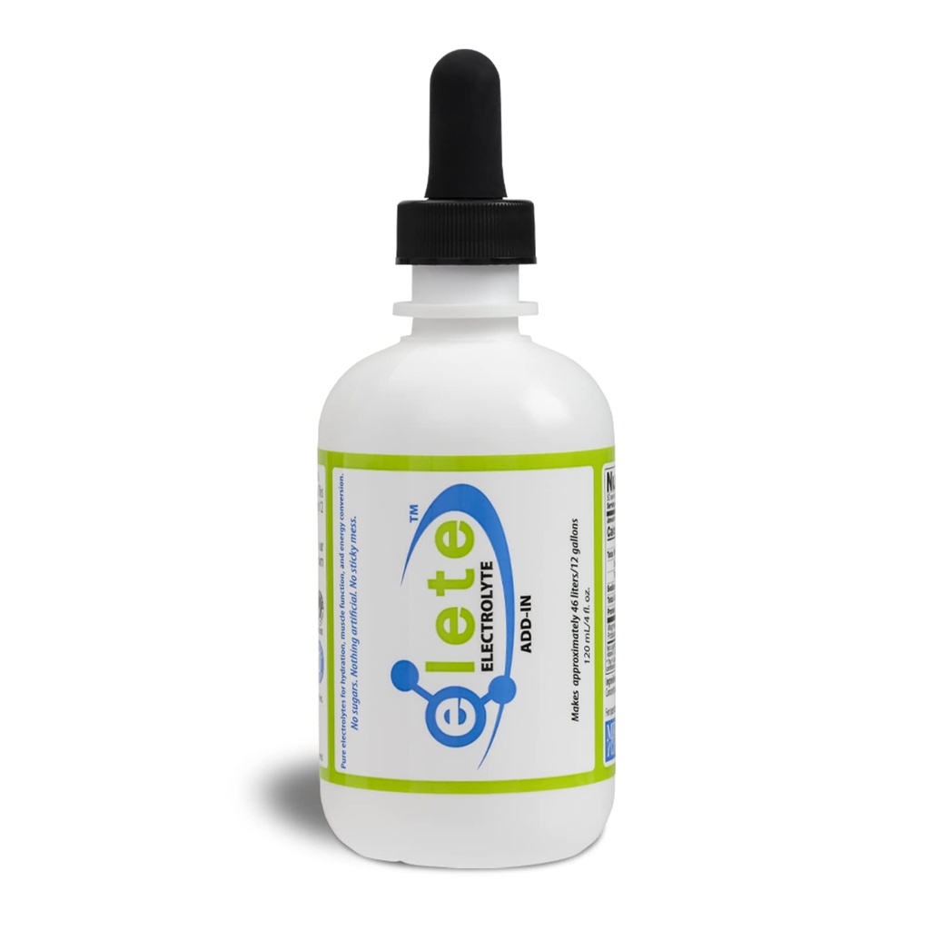 Elete Eletrolyte add-in Drops Hydration □ Sódio, Magnésio, Potássio e Trace Minerals □ Sem sabor, Tudo Natural □ Leg & Muscle Cram Alivio □ Transforme qualquer bebida em uma bebida esportiva, 4 Ounce
