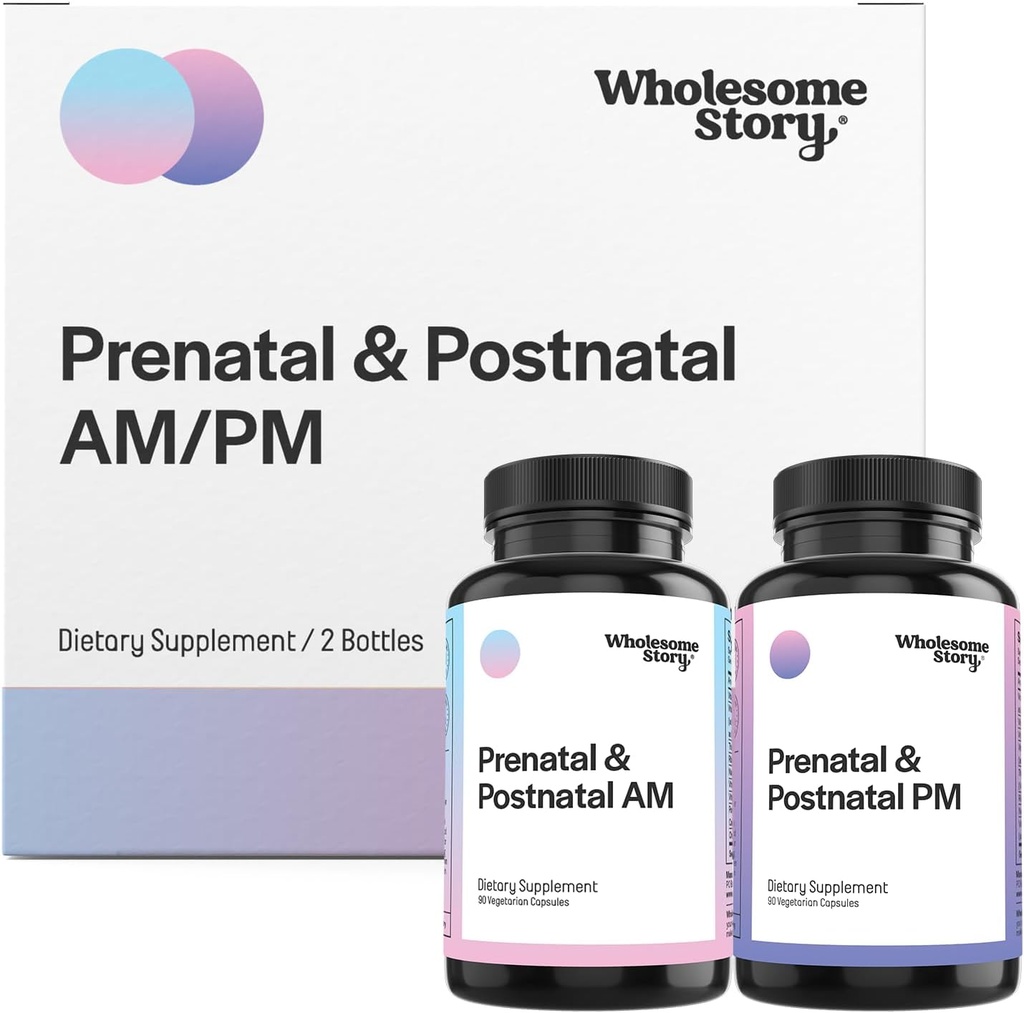 Vitaminas pré-natais e pós-natais Premium para mulheres com DHA, folato e ferro 100% das vitaminas essenciais para a gravidez e amamentação mulheres 2 garrafas Optimized AM & PM Doses 30 dias de fornecimento