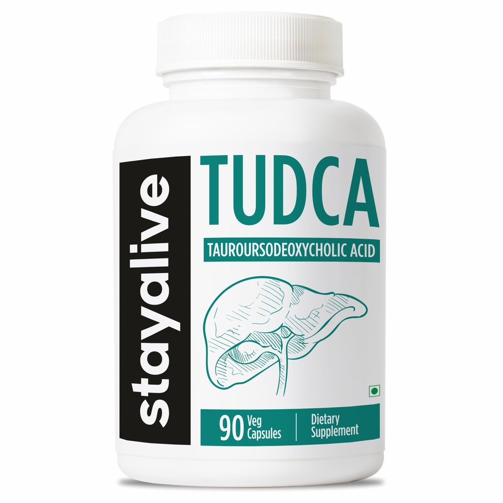 STAY ALIVE TUDCA Cápsulas 500mg, Tauroursodeoxicólica Ácido Bile Sales, 90 Count, Não-GMO & Gluten Suplemento TUDCA gratuito para homens e mulheres