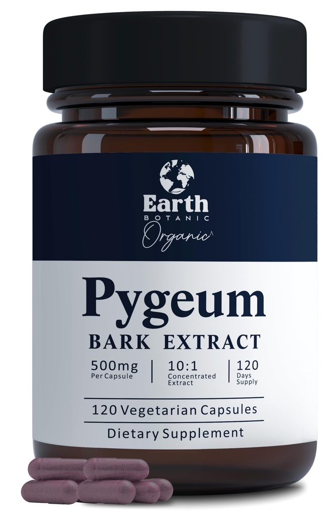 Pigeum Bark Extract 500mg 120 Cápsulas - Suplemento de ervas Suporta Saúde Próstata, Bexiga e Trato Urinário - Suplemento de Saúde do Homem (Vegetário, Não-GMO) 4 meses de fornecimento