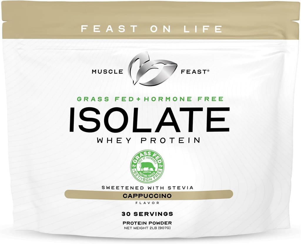 Festividade muscular Whey Feed Protein Isolate, Todos Natural Hormônio Pasture Free Criado, Whey Isolate Protein Pó para homens e mulheres, Limpo, sem glúten, Delicious Isolate Protein - Cappuccino, 2lb
