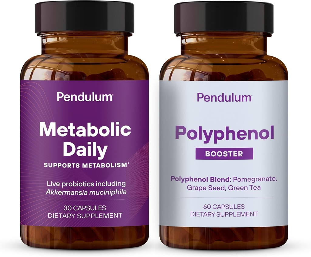 Pendulum Metabolic Daily & Polyfenol Booster Bundle - Proprietário Akkermansia Suplemento Probiótico Mistura para melhorar o metabolismo e Cardio Saúde