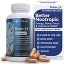 Cérebro-fxTM B Vitaminas e ervas para memória e foco, Suplemento Nootrópico, Complexo de Colina Bacopa Leões Mane Cordyceps Mushroom Fruit Extract Alpha GPC L Theanina Huperzina A - 60ct