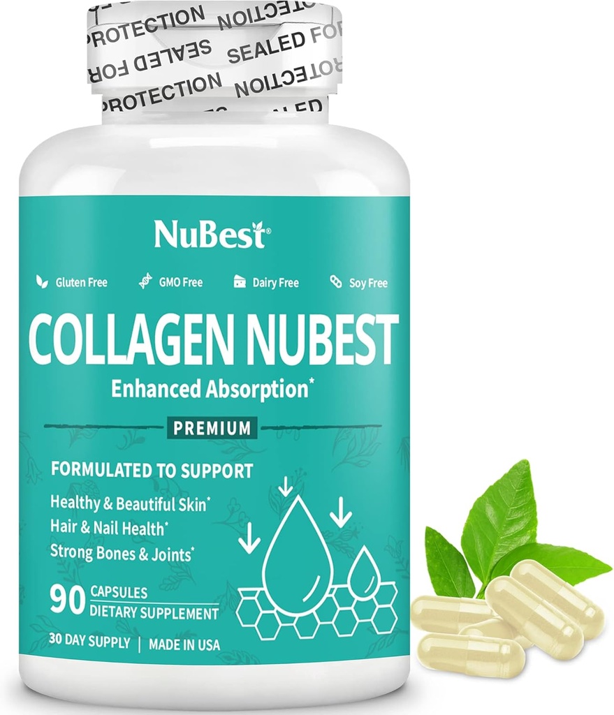 NuBest Colágeno Super Colágeno Peptídeos - revitaliza a pele, cabelos e unhas - Bone & Joint Force - Beauty Colágeno Formula para homens e mulheres - 1.500 mg Por Servindo