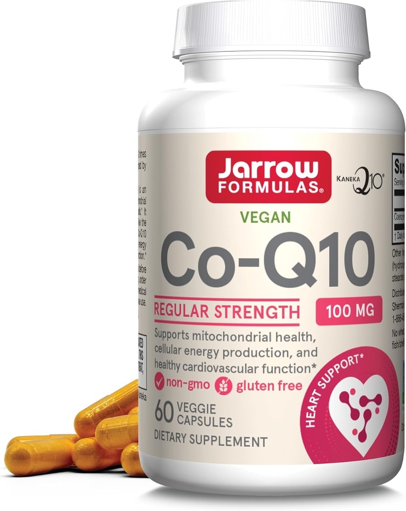 Jarrow Formulas Co-Q10 100 mg - 60 Veggie Caps - Apoio Antioxidante para Saúde Mitocondrial, Produção de Energia e Função Cardiovascular - Até 60 Servidores