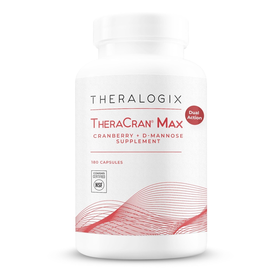 Theralogix TheraCran Max - Cranberry + D-Mannose Supplement for Men & Women - Urinary Tract Health Support - 90-Day Supply - NSF Certified - 180 Cápsulas