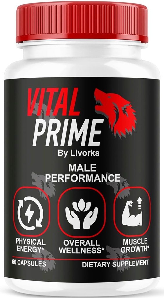 LIVORKA Vital Prime, Fórmula avançada para o desempenho masculino masculino, Suplemento Cápsulas de suporte - 1 mês de fornecimento
